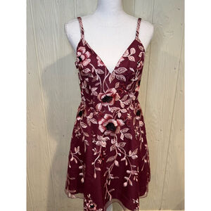 NWT Jules & Cleo Floral Embroidered Dress Burgundy Size 10